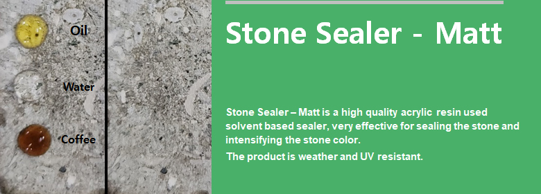 ConfiAd® Stone Sealer – Matt is a high quality acrylic resin used solvent based sealer, very effective for sealing the stone and intensifying the stone color. The product is weather and UV resistant.
